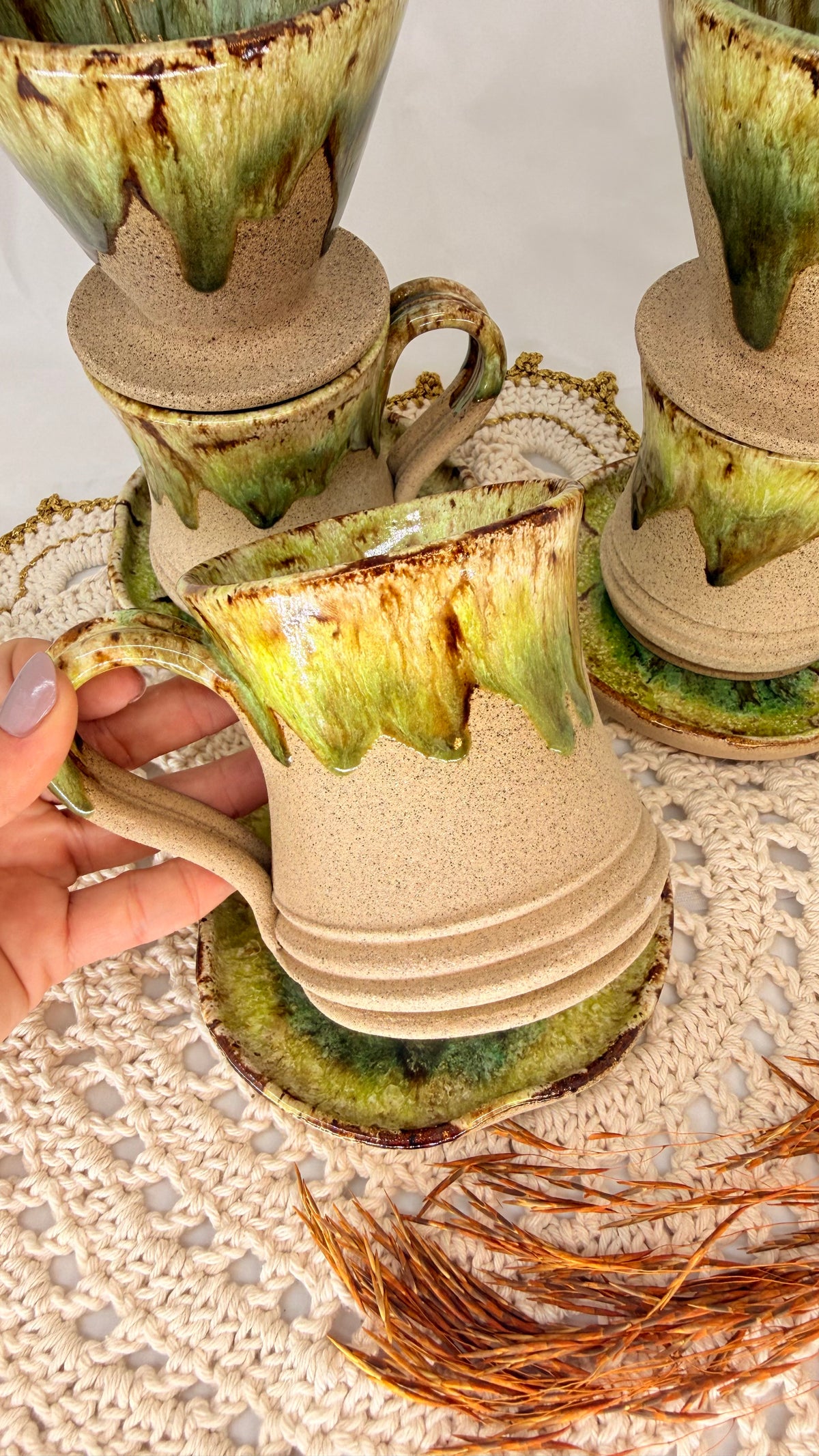 Kit caneca coador verde