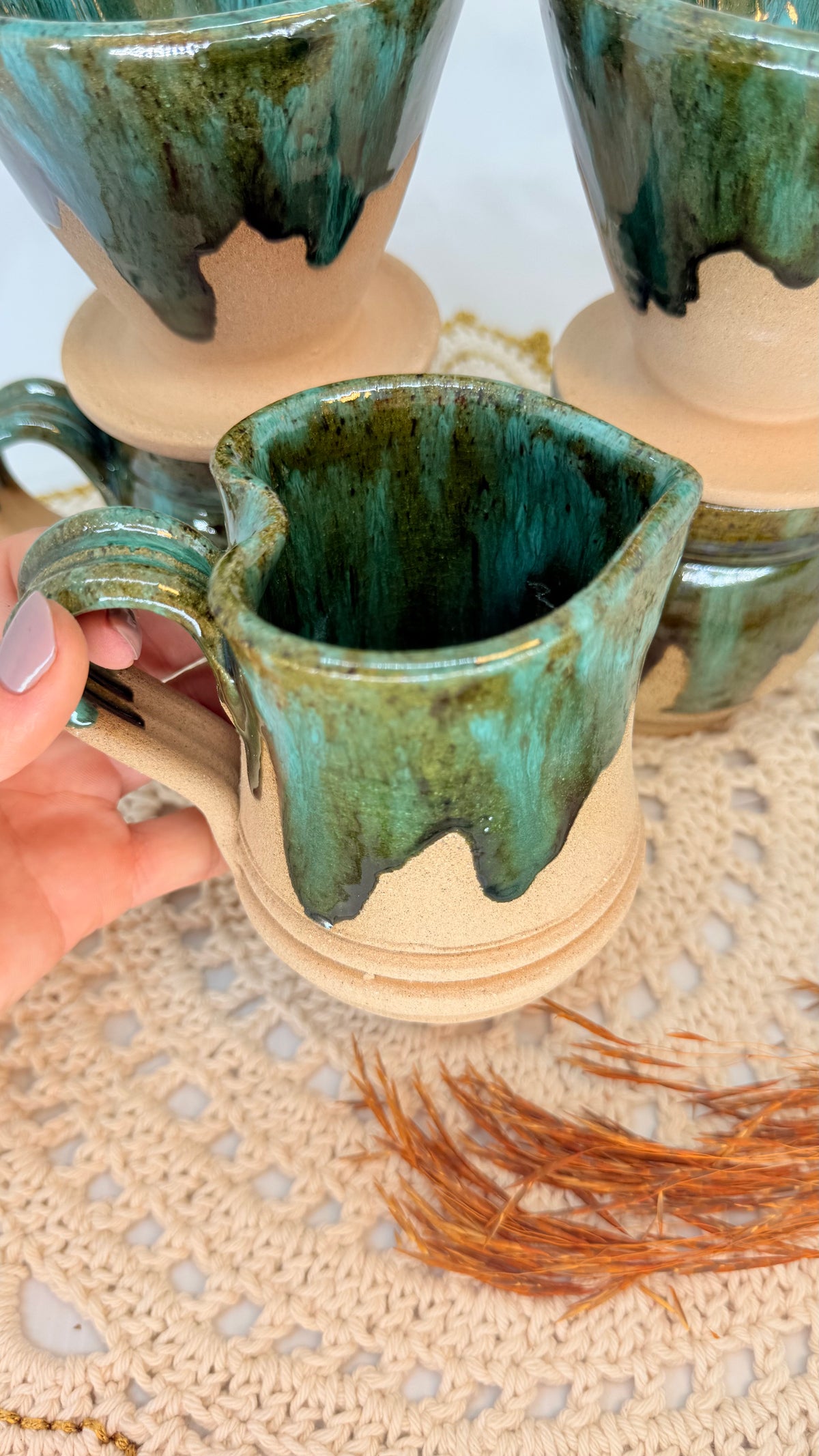Caneca coração verde escuro