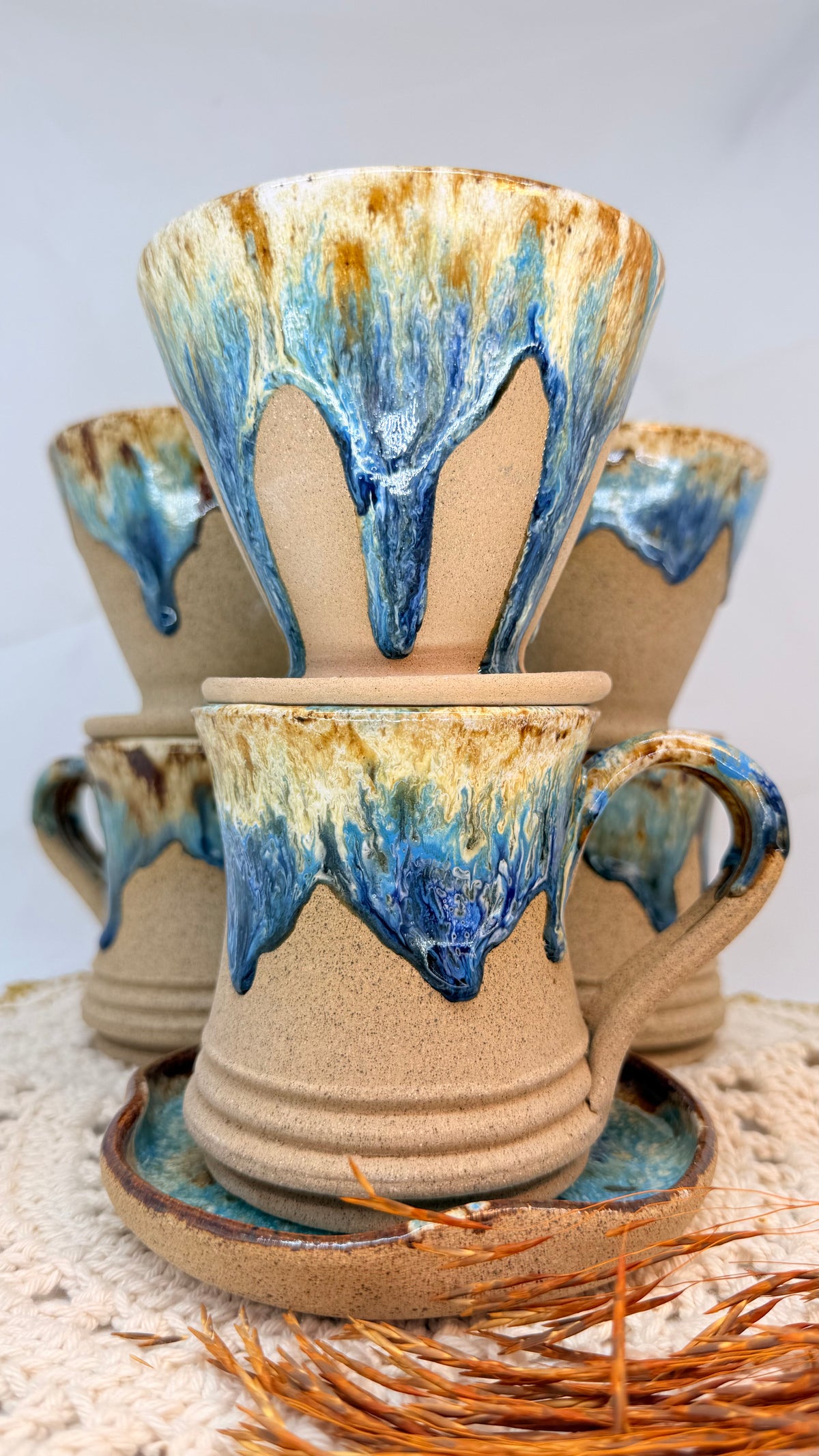 Kit caneca curvada e coador mar