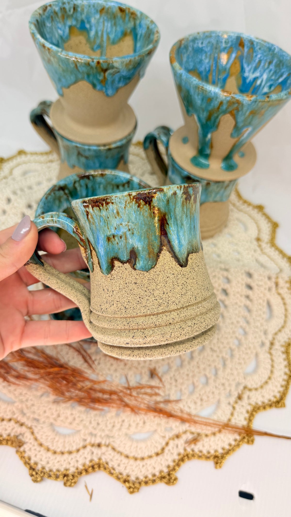 Kit caneca coador ambar